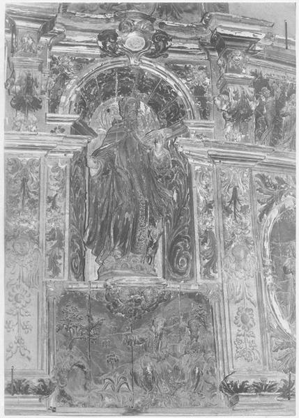 statue : Saint Antoine, bas relief : conversion de Saint Antoine avec Saint Paul ermite, détail - © Ministère de la Culture (France), Médiathèque du patrimoine et de la photographie, diffusion RMN-GP