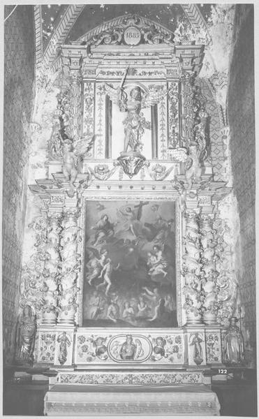 autel, retable des Ames du Purgatoire, gradins d'autel, tableau : âmes du purgatoire (les), vue générale - © Ministère de la Culture (France), Médiathèque du patrimoine et de la photographie, diffusion RMN-GP