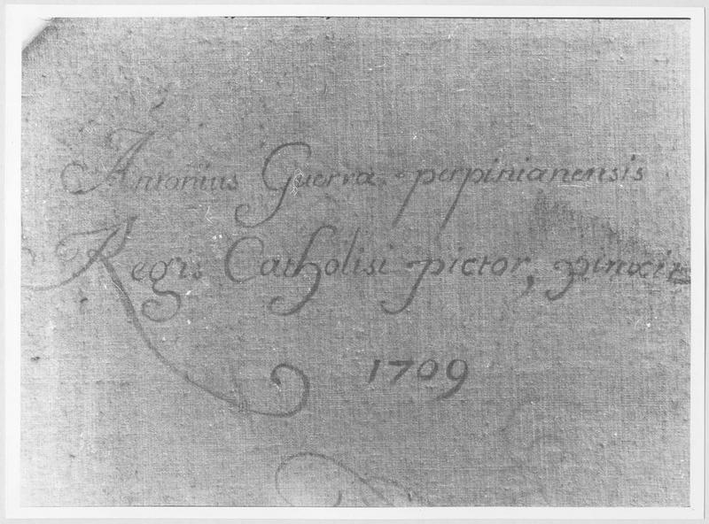 'signature au dos du tableau représentant ''les ames du purgatoire'', détail' - © Ministère de la Culture (France), Médiathèque du patrimoine et de la photographie, diffusion RMN-GP