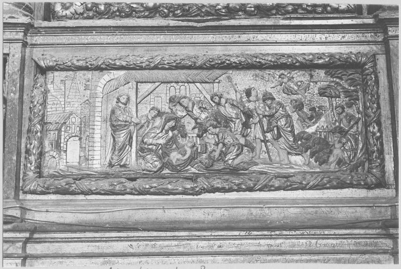 retable du maître-autel, bas-relief de l'adoration des bergers, détail