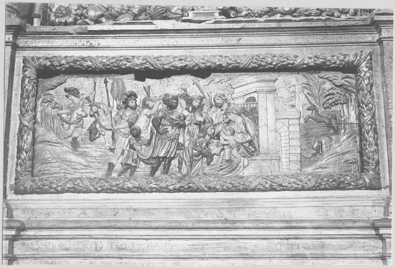 retable du maître-autel, bas-relief de l'adoration des mages, détail