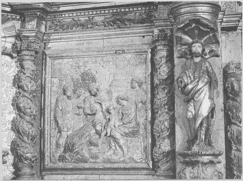 retable du maître-autel, bas-relief de l'adoration des mages, détail