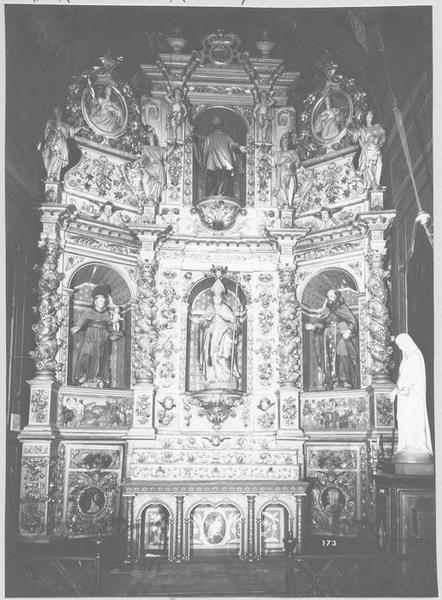 retable de saint Eloi, gradins d'autel, statues, vue générale