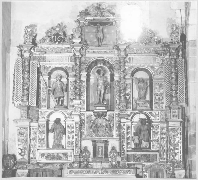 retable de saint Raphaël, gradin d'autel, tabernacle, statues, vue générale