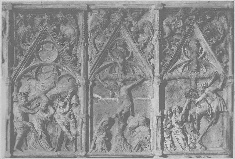 retable, portement de croix, crucifixion, descente de la croix, détail