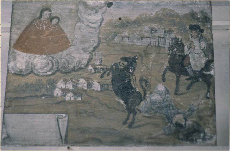 tableau, ex-voto : accident de cheval, vue générale