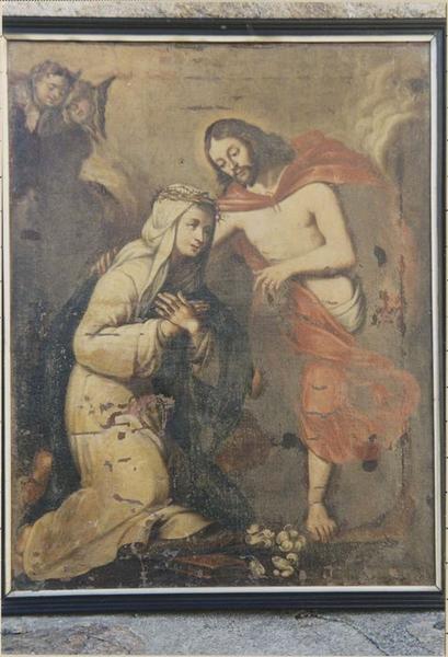 tableau, ex-voto : sainte recevant du Christ une couronne d'épines (une), vue générale - © Ministère de la Culture (France), Médiathèque du patrimoine et de la photographie, diffusion RMN-GP