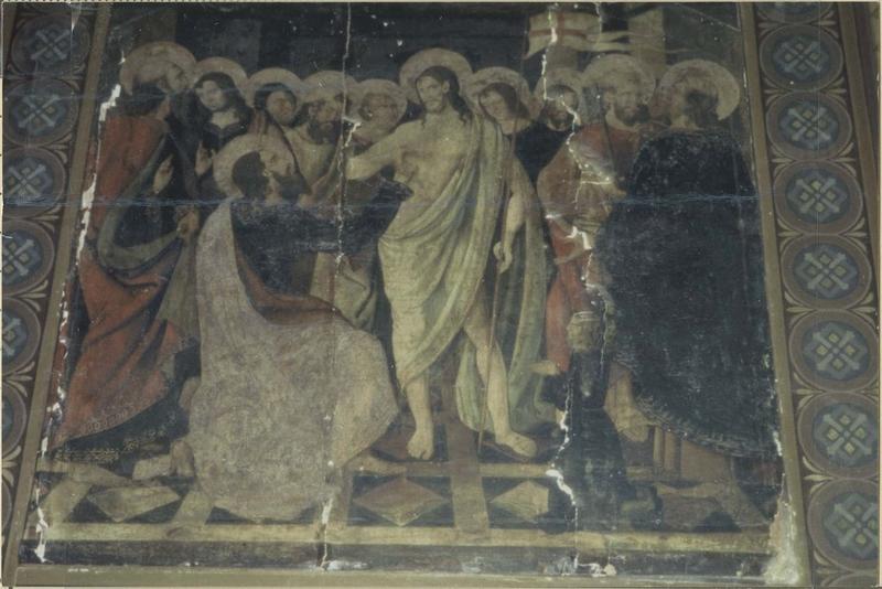 tableau : l'Apparition du Christ à saint Thomas incrédule, vue partielle