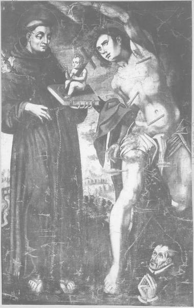 tableau : saint Antoine-de-Padoue et saint Sébastien avec un donateur, vue générale