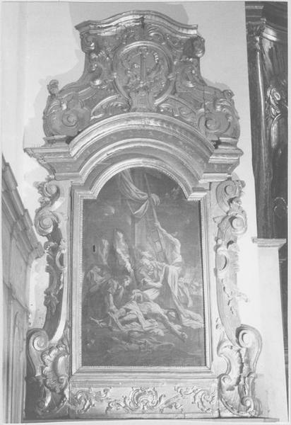 retable, tableau de la chapelle de la Sanch : la Déposition de Croix, vue générale