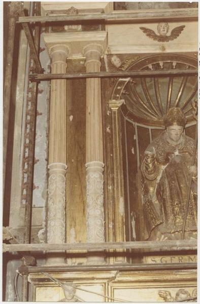 retable du maître-autel, statue : saint Germain, vue générale