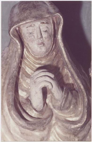 groupe sculpté : Mise au Tombeau, Vierge, détail