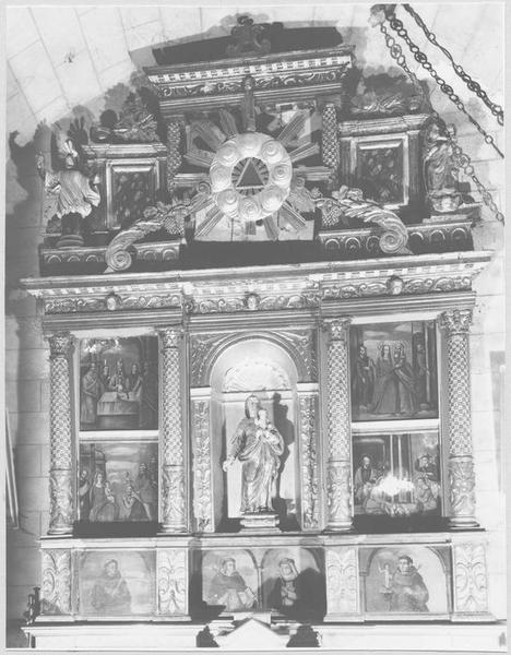 retable du Rosaire, tableaux, statues, vue générale