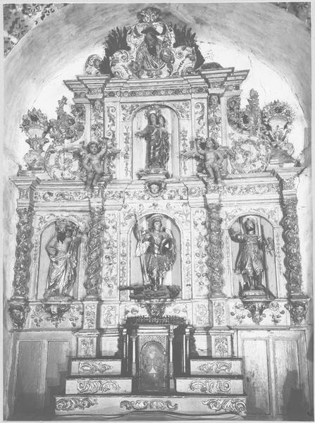 autel, retable, gradins d'autel, tabernacle, statues (maître-autel), vue générale