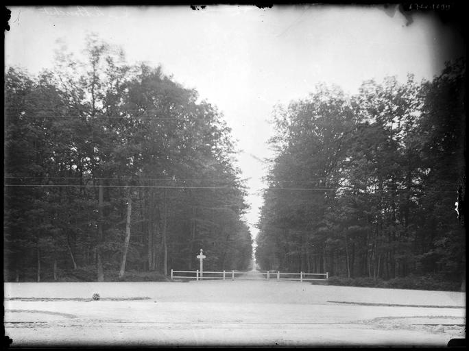 Parc : barrière en bois d'une allée