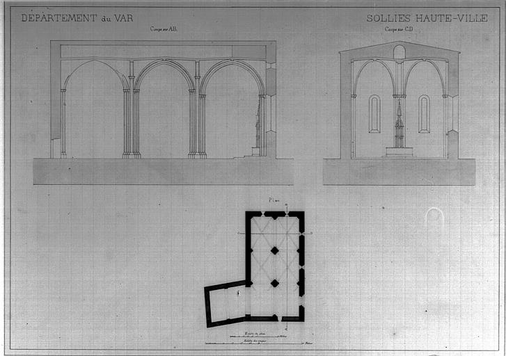 Plan et coupes longitudinales et tranversales