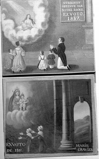 Peinture, ex-voto 27 : Guérison et 48 : Ex-voto de Marie Gravier