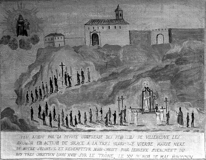 Peinture, ex-voto 30 : Voeu rendu par la confrérie des Pénitents de Villeneuve-lèz-Avignon pour l'avènement de Louis XVIII