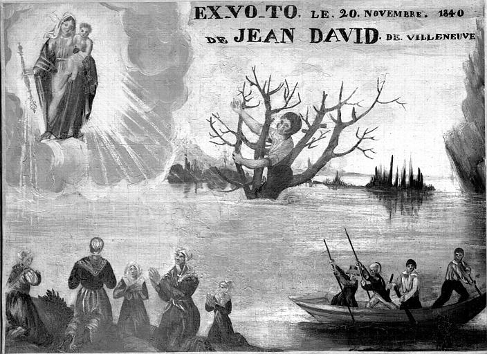 Peinture, ex-voto 50 : le 20 novembre 1840, Jean David sauvé des inondations