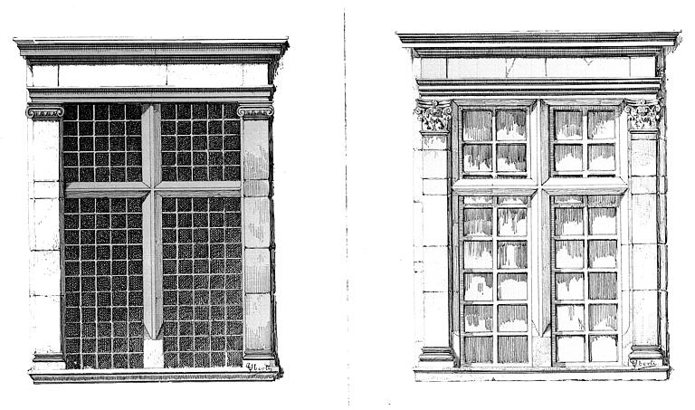 Deux fenêtres à meneaux, dessin