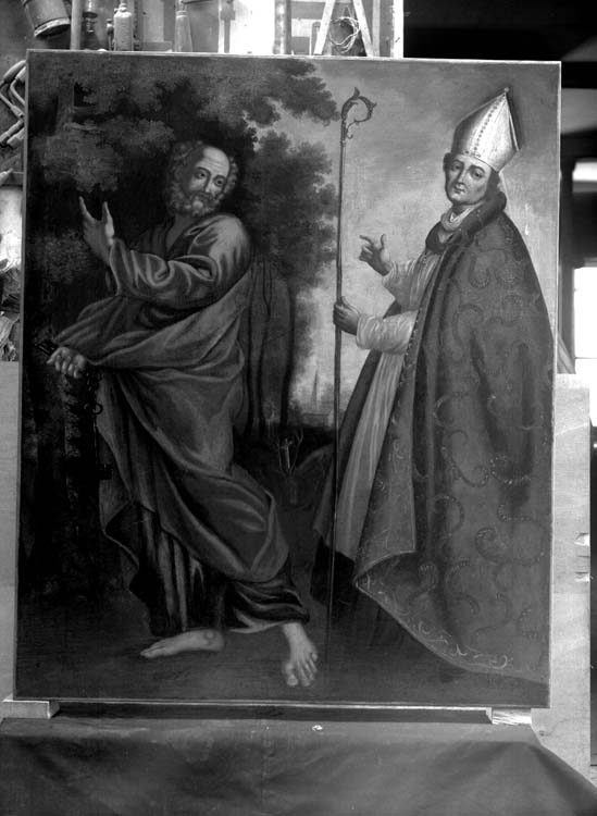 Saint Pierre et un évêque, peinture sur toile