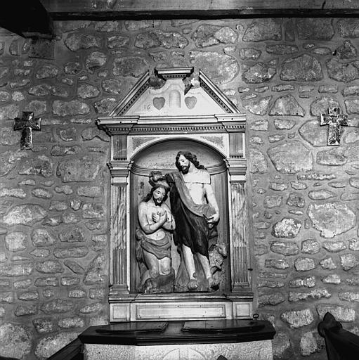 Statue en bois stuqué et polychrome du Baptême du Christ