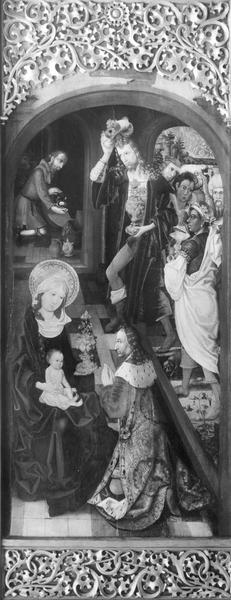 retable (triptyque, volets ouverts) : du Jugement dernier, Adoration des Mages