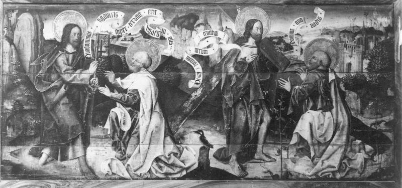 tableau : les deux rencontres du Christ et de saint Pierre et saint Paul