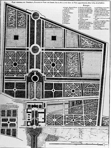 Gravure : Plan général du château, des jardins et du parc