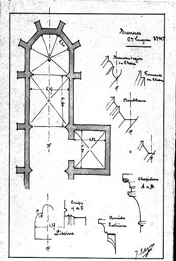 Plan de l'abside et mouluration