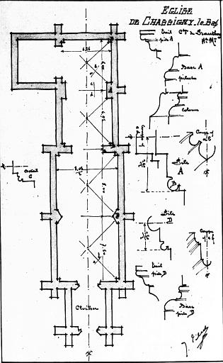 Plan de l'abside et mouluration