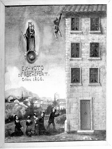 Peinture, ex-voto 85 : Homme chutant d'un toit, en octobre 1866