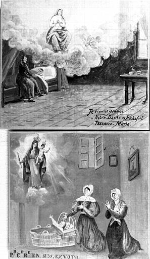 Peinture, ex-voto 110 : Reconnaissance de Théodore Maria et 46 : Enfant malade