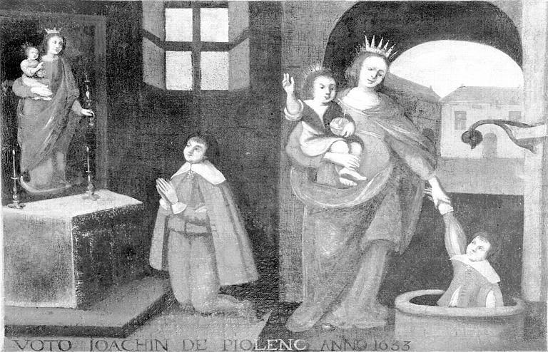 Peinture, ex-voto 1 : Ioachin de Piolenc, sauvé d'une chute dans un puits