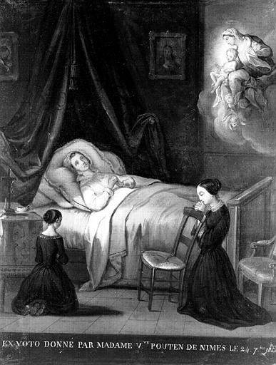 Peinture, ex-voto 59 : Femme malade, ex-voto donné par Madame veuve Pouten de Nîmes, le 27 septembre 1852