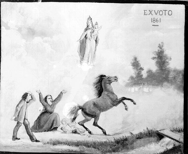 Peinture, ex-voto 76 : Enfant bousculé par un cheval