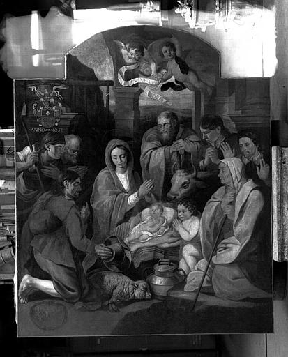 Adoration des bergers, peinture sur toile, détail