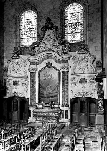 Retable en marbre de la chapelle sainte Anne, sculpture et tableau