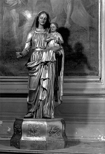 Statue en bois doré de la Vierge à l'Enfant