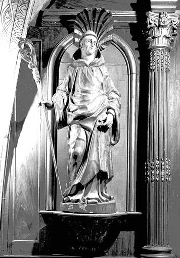 Retable sud en bois, statue de saint Memolin