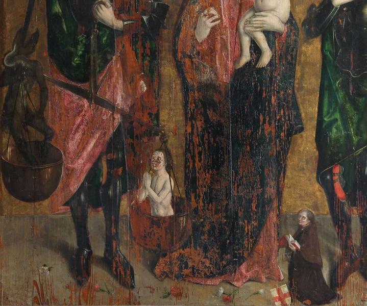 tableau : Vierge à l'Enfant avec saint Michel et saint Gangolphe, détail