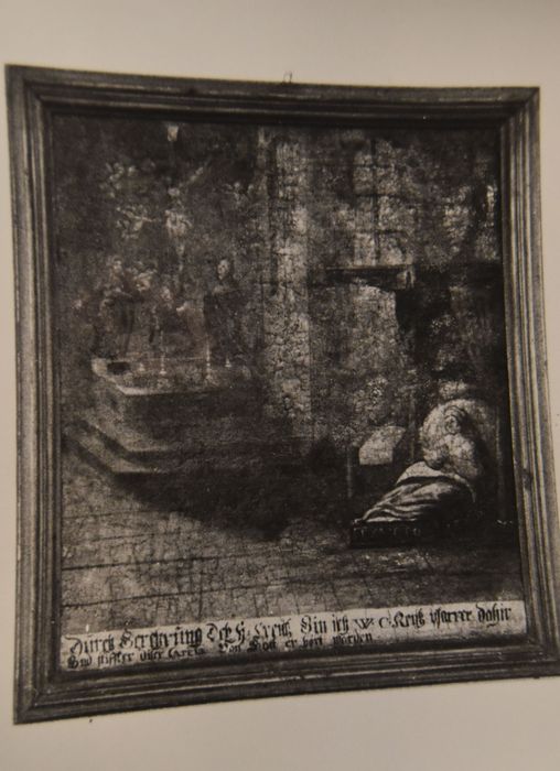 tableau ex-voto : Personnage alité, la Vénération de la Croix