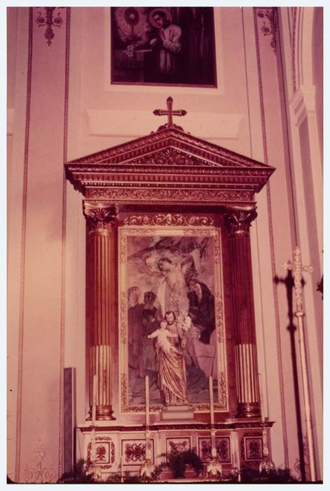 Autel latéral droit, retable et son tableau : Saint Sébastien