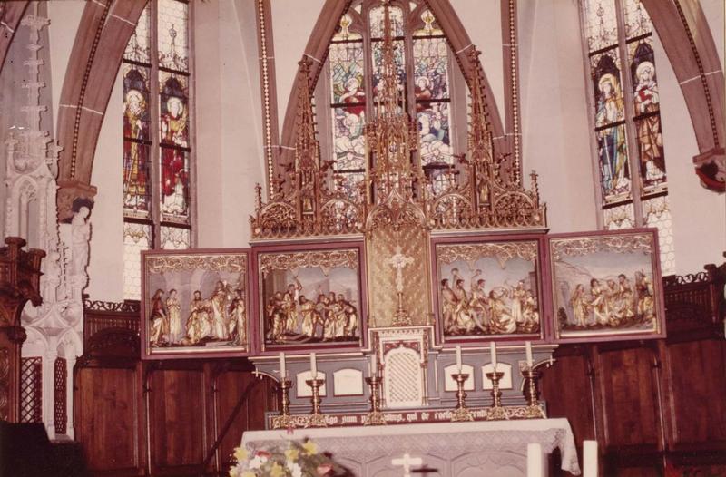 autel, tabernacle, retable (maître-autel), vue générale avec les volets ouverts