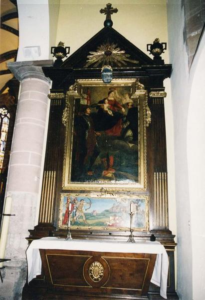 tableau de l'autel du Rosaire : La Vierge du Rosaire et Jean d'Autriche à la bataille de Lépante, vue générale