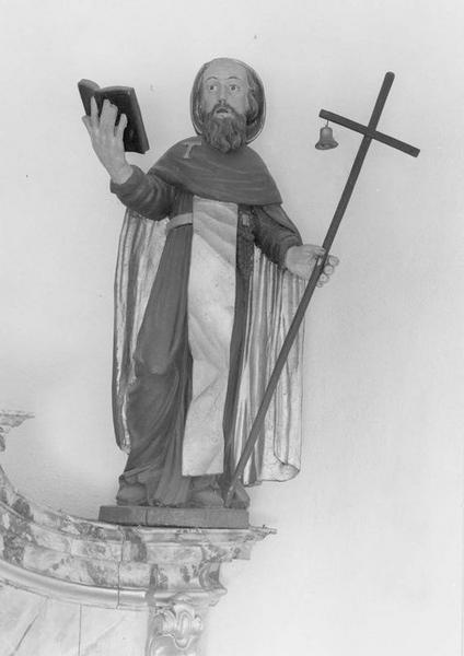 autel, retable, détail d'une statue : saint Antoine Ermite, vue générale