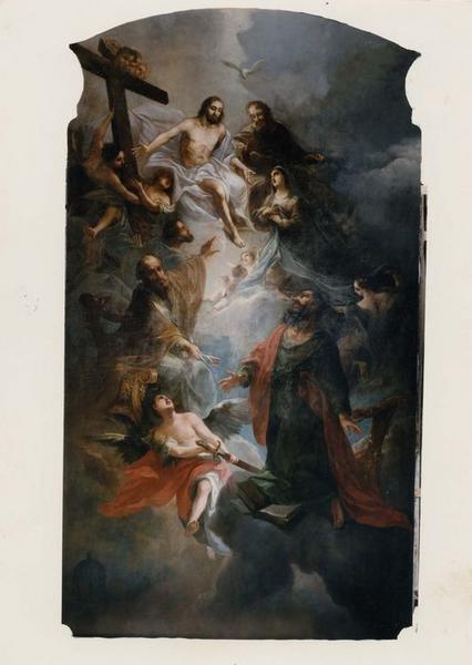 Tableau, cadre : Trinité, la Vierge, saint Pierre et saint Paul