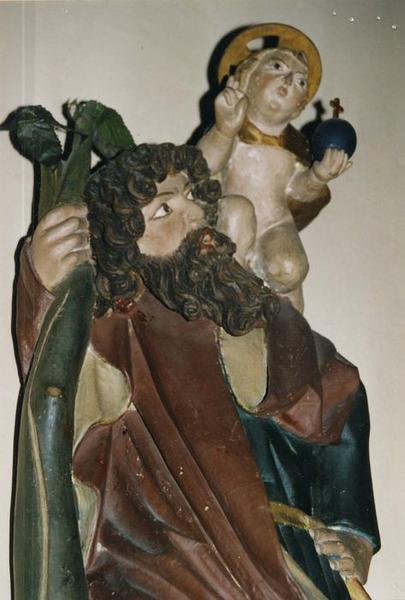 statue : Saint Christophe portant l'Enfant Jésus, vue partielle