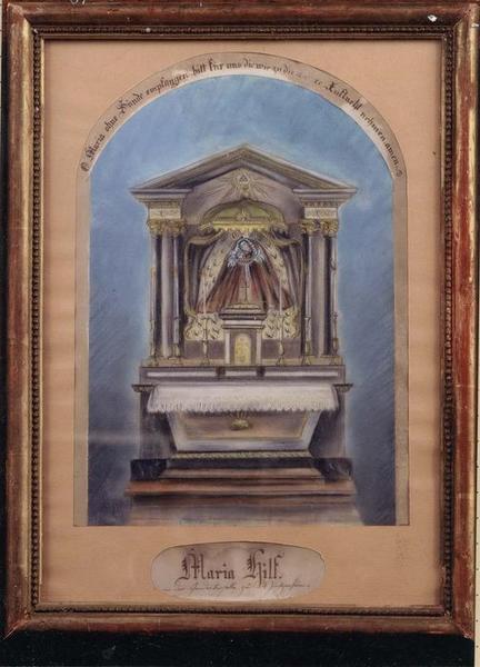 tableau ex-voto : Représentation du maître-autel de la chapelle avec la Vierge de Pitié, vue générale