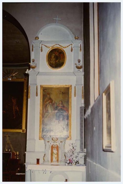 autel latéral droit, retable, tableaux : Saint Wendelin et Saint Blaise et Saint Martin